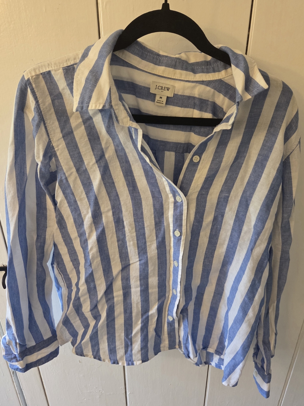 J. Crew Blue and White Striped Button-Down Shirt
